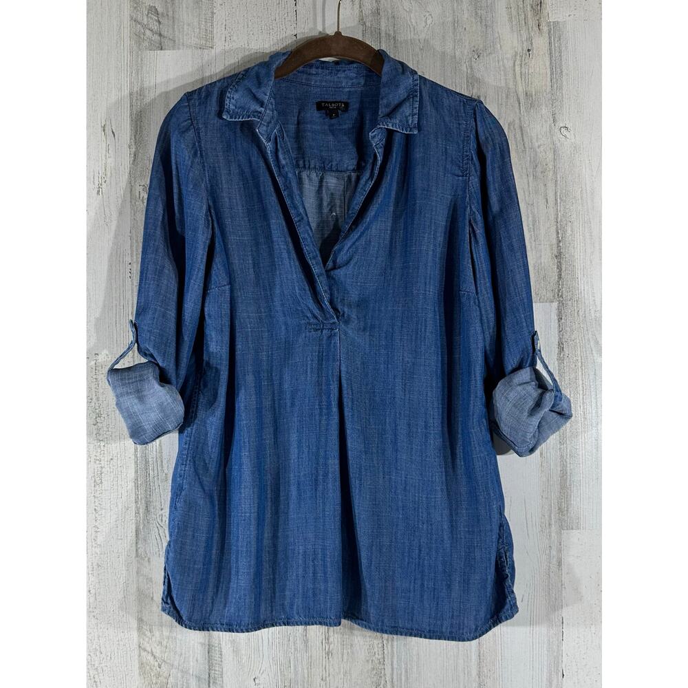 Talbots Popover Top Size P Petite Button Back Rol… - image 2
